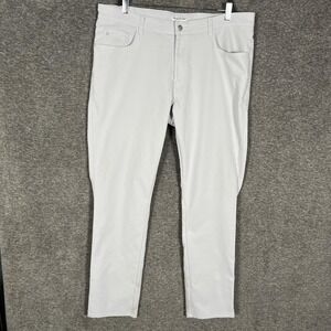 Peter Millar EB66 Pants Mens 38x32 Gray Classic Fit 5 Pocket Chino Stains